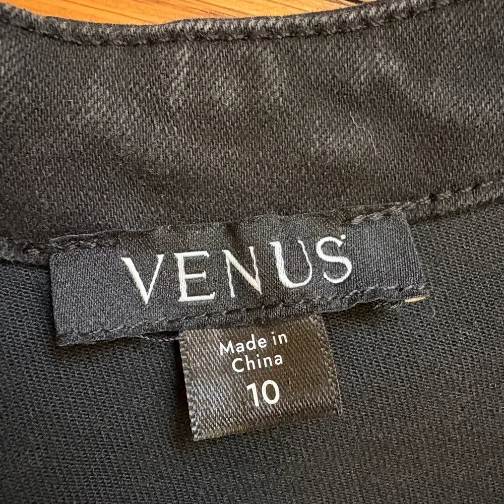 VENUS stretch denim Black Wide-Leg Jumpsuit - Picture 6 of 12